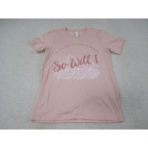 Christian Shirt Womens Small Pink So Will I Mountain Waves Graphic Tee Short Slv